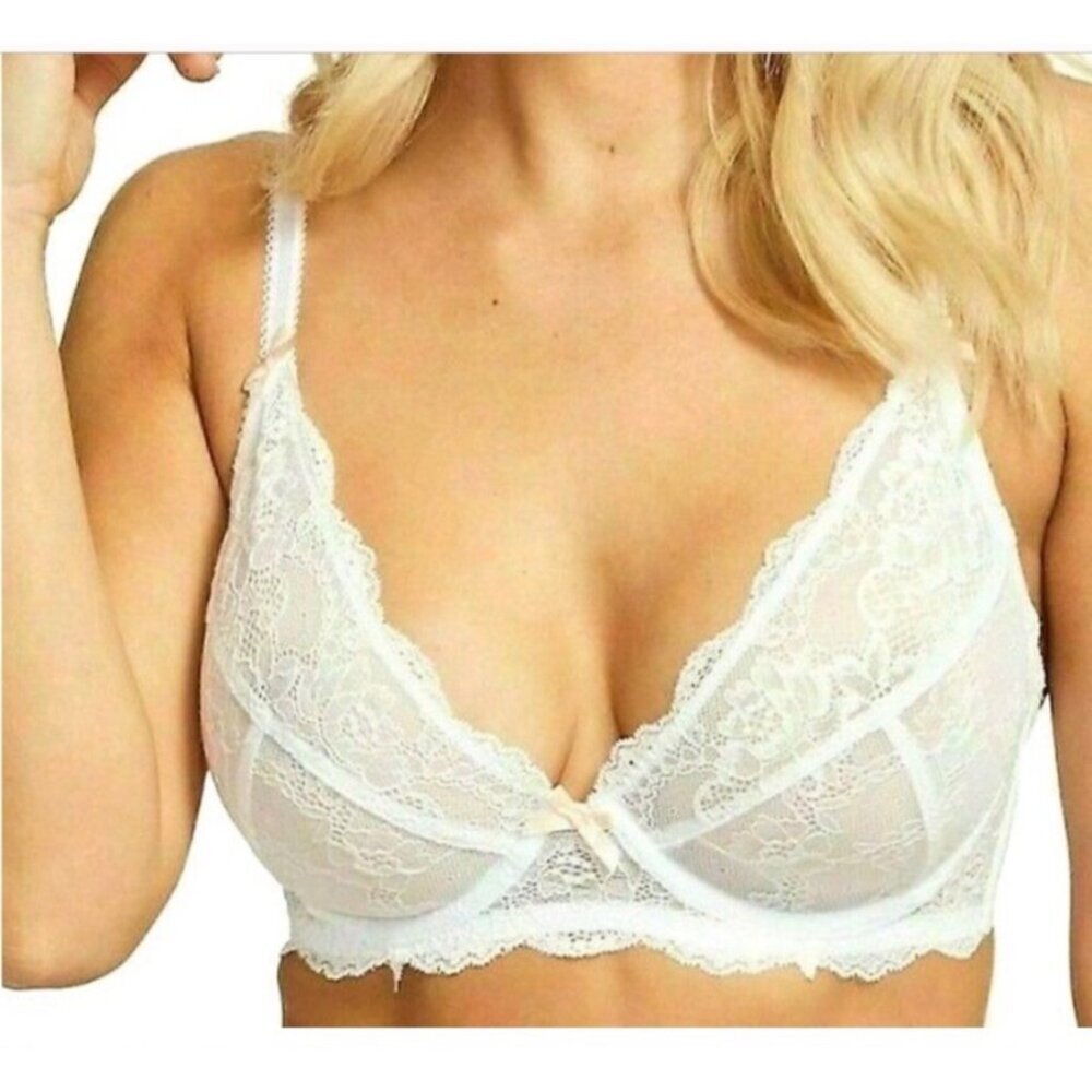 Fig Leaves Juliette Lace Underwire Bra Delicate Honeymoon 34F